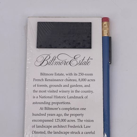 Biltmore Estate Magnetic Note Pad and Magnet Pencil Flowers Lined Paper NEW - Picture 5 of 10